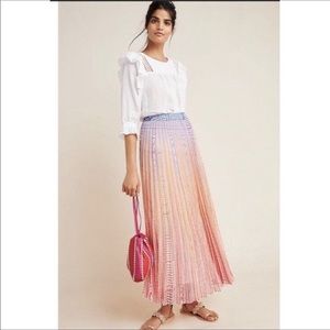 ANTHROPOLOGIE Skirt Geisha Designs Ombre Sunset Dawn Maxi Skirt Size 8 NEW
